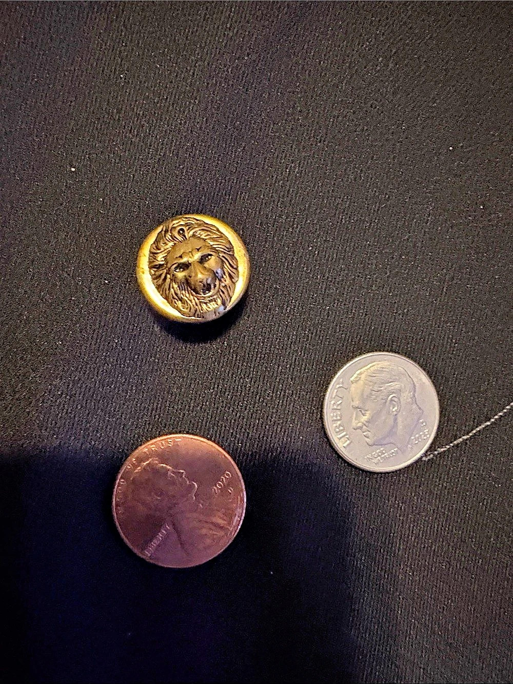 Lion Head Gold-Tone Brooch Brass Button